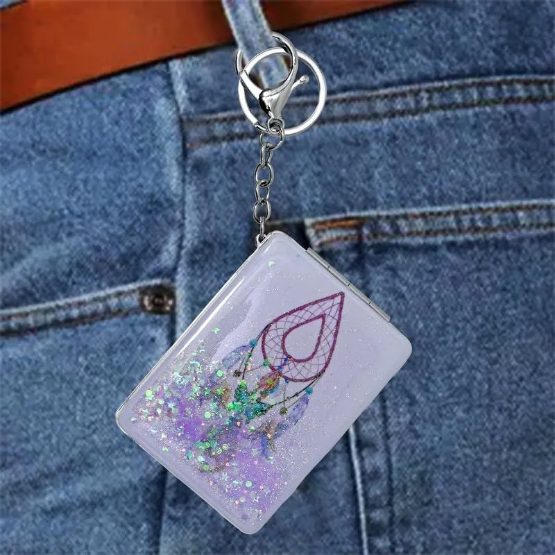 Travel in Style with a Folding Cosmetic Mirror Keychain Compact Round Pocket Mirror for Women for Girlfriend