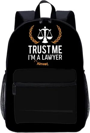 Trust Me I'm Almost A Lawyer Laptop Backpack for Men Women 17 Inch Travel Daypack Lightweight Shoulder Bag