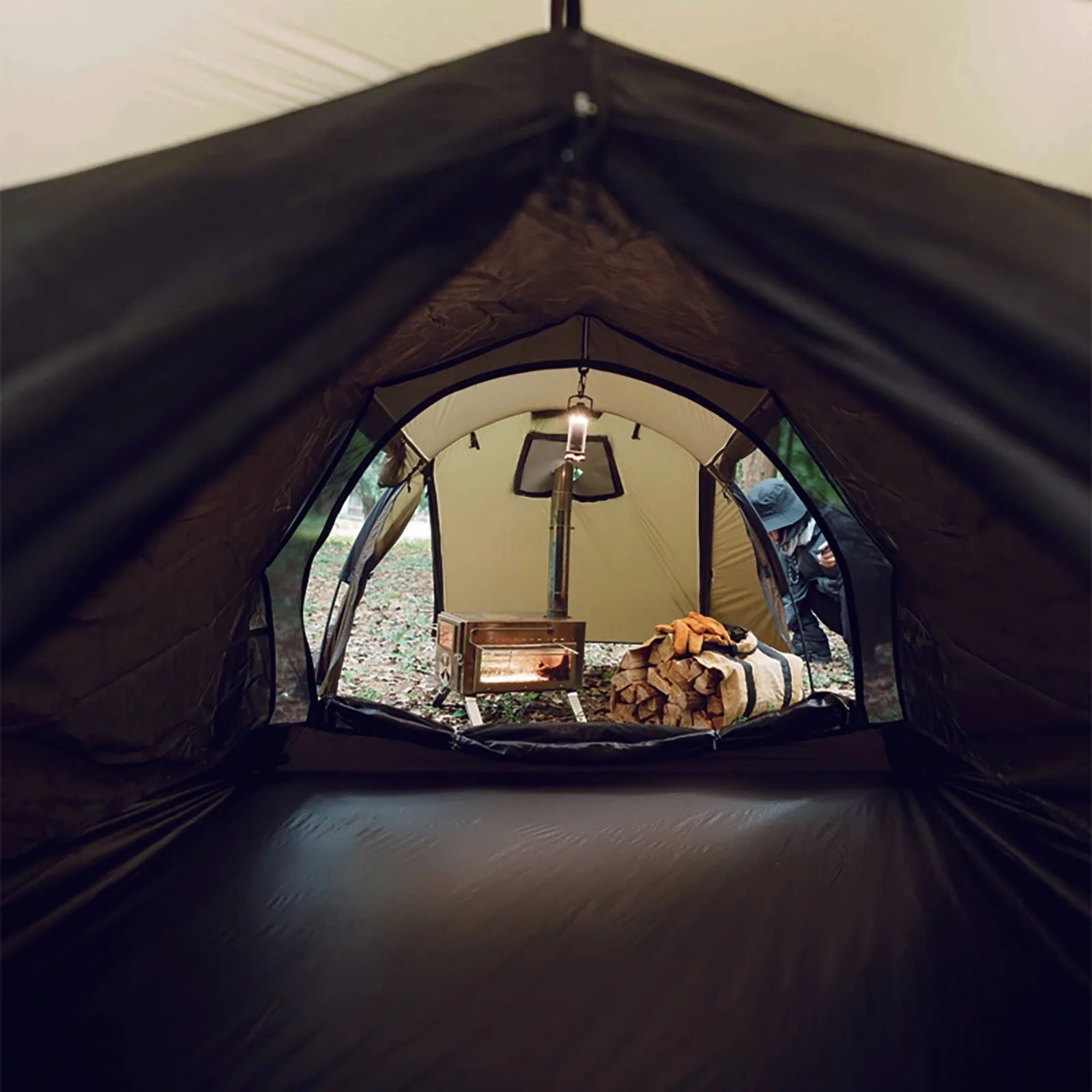 Tunnel Tent 1-2 Person Double Layers Waterproof Backpacking Tents with 2 Doors & Stove Jack 4 Seasons Tents with Portable Carry Bag