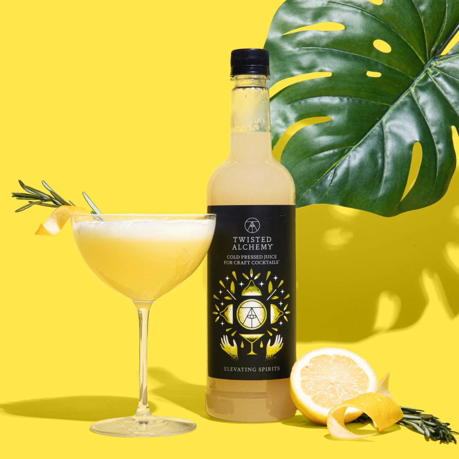 Twisted Alchemy Cold Pressed Fresh Lemon Juice For Craft Cocktails - Fresh, All Natural, Hand Squeezed Lemon Juice Cocktail Mixer - (25 Oz Bottle, Pack Of 1) - No Sugar Added, Preservative Free, Ships Cold, Non-GMO, 100% Pure - Unpasteurized Ships Cold