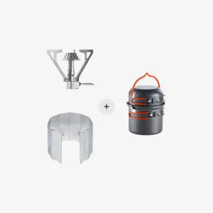 Ultralight Folding Camp Stove   10 Piece Wind Shield   4 Piece Cooking Set (Update) Bundle