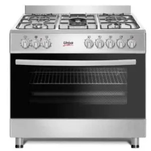 Univa 5 burner Gas stove with electric oven, FFD Cast Iron grids, Auto ignition 900mm