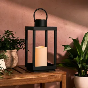 Velo Metal Lantern with Solar LED Candle, Medium