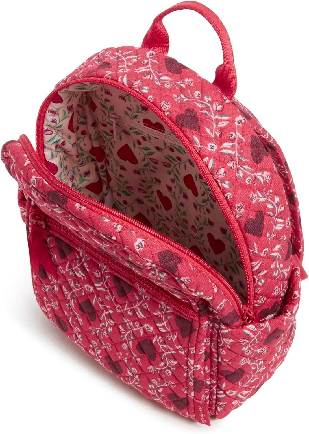 Vera Bradley Women's Cotton Small Backpack, Imperial Hearts Red - Recycled Cotton, One Size