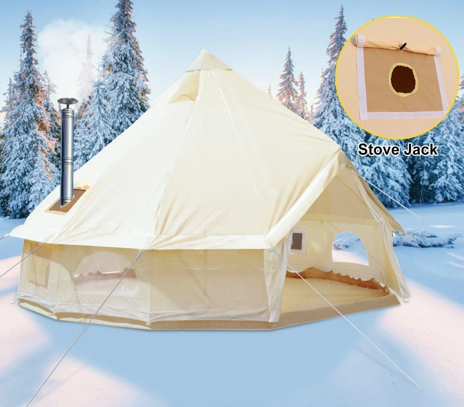 VEVOR Ultimate 4-Season Canvas Bell Pop Up Tent