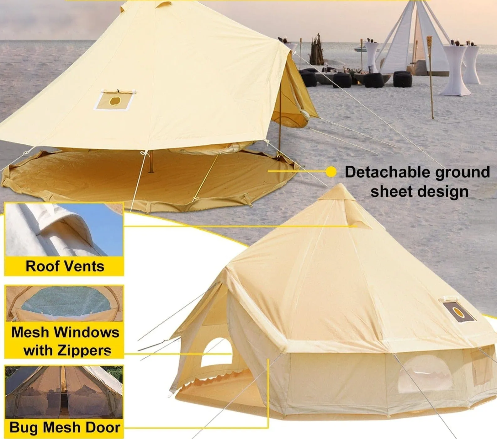 VEVOR Ultimate 4-Season Canvas Bell Pop Up Tent