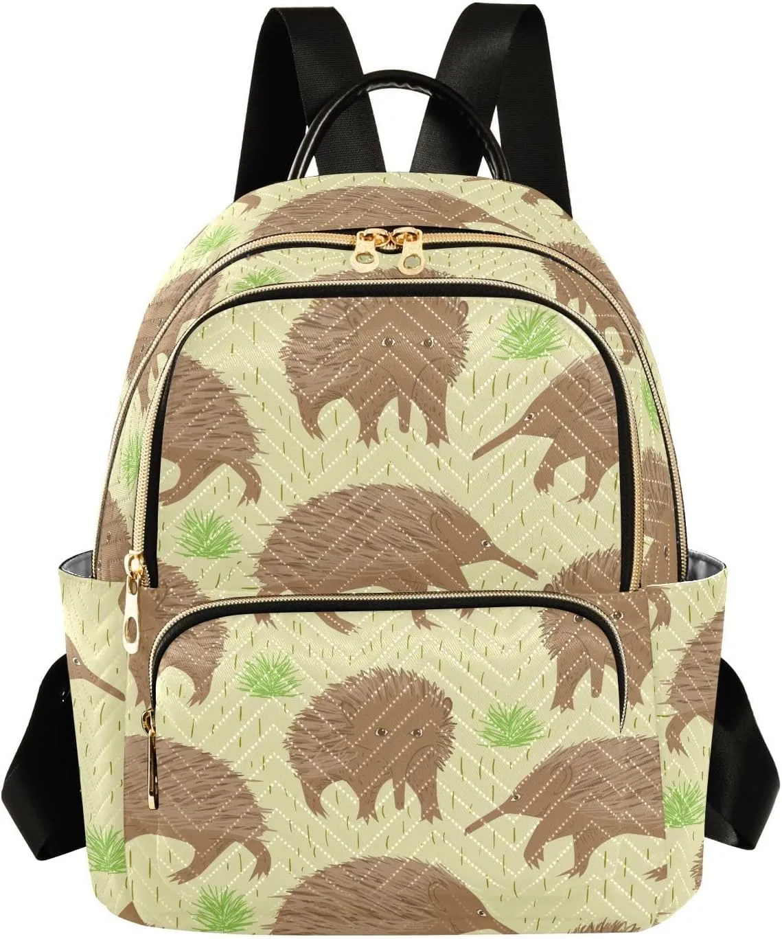 VIGTRO Women Fashion Backpack Quilted Mini Purse Australian Echidna Cartoon, Lightweight Travel Casual Shoulder Backpack with Adjustable Straps Size M