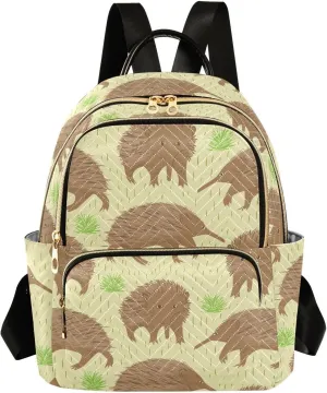 VIGTRO Women Fashion Backpack Quilted Mini Purse Australian Echidna Cartoon, Lightweight Travel Casual Shoulder Backpack with Adjustable Straps Size M