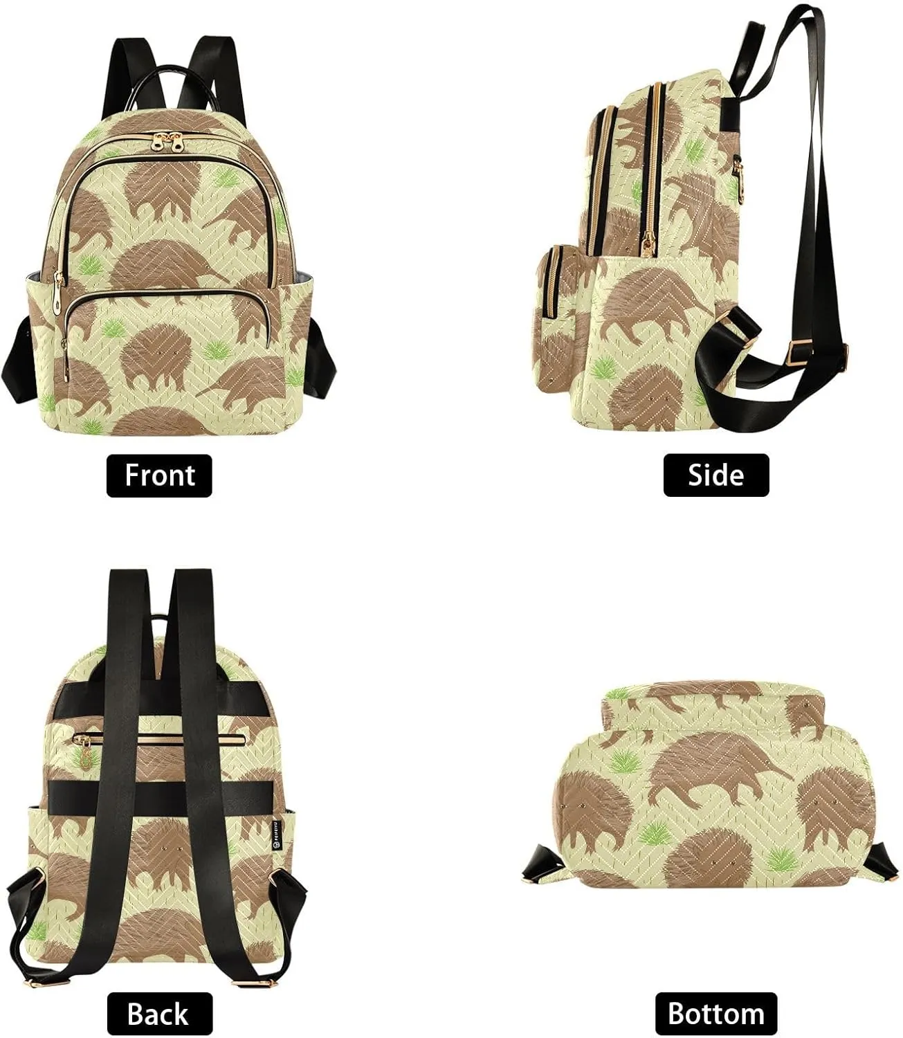 VIGTRO Women Fashion Backpack Quilted Mini Purse Australian Echidna Cartoon, Lightweight Travel Casual Shoulder Backpack with Adjustable Straps Size M