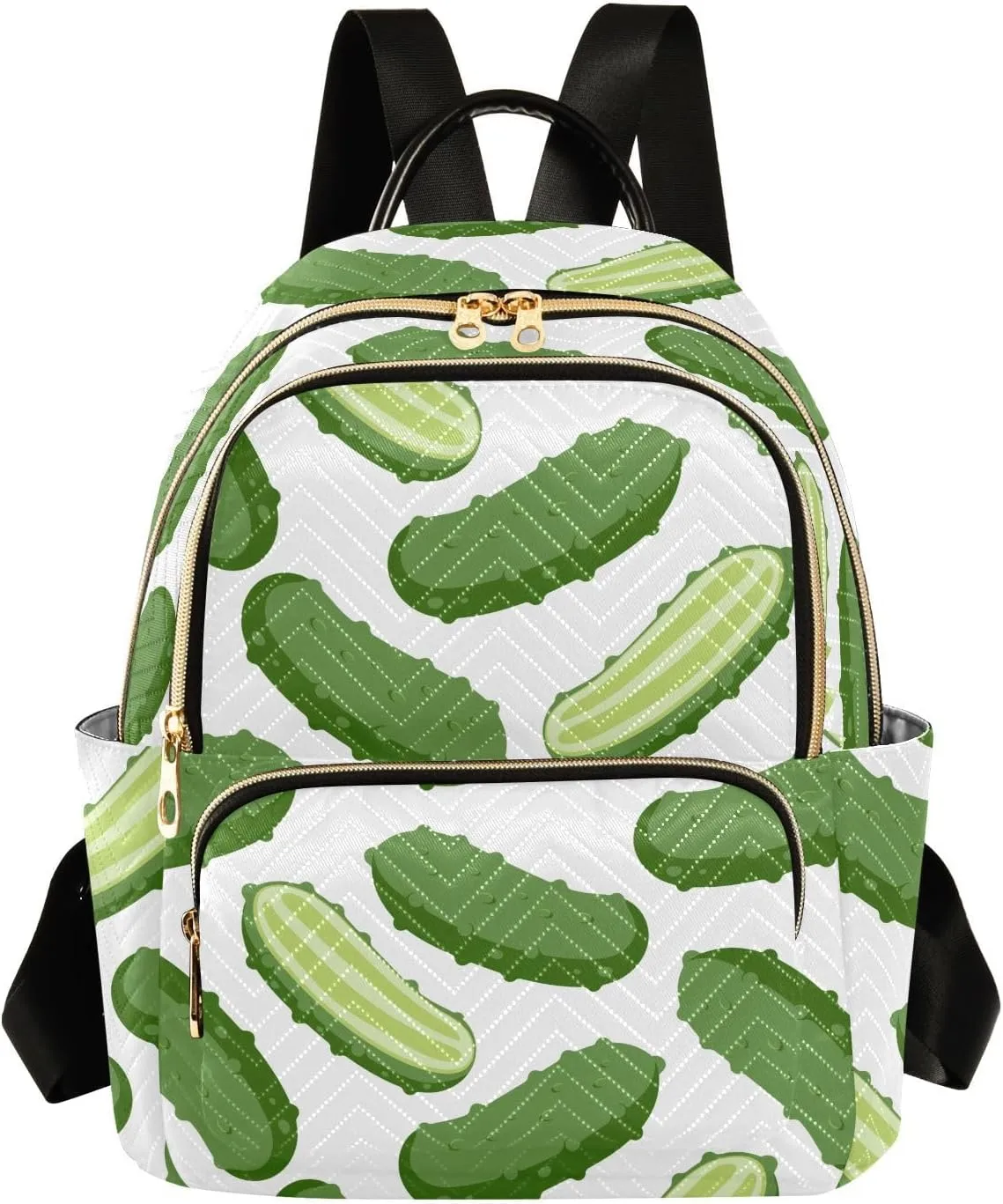 VIGTRO Women Fashion Backpack Quilted Mini Purse Fresh Vegetable Cucumber, Lightweight Travel Casual Shoulder Backpack with Adjustable Straps Size S