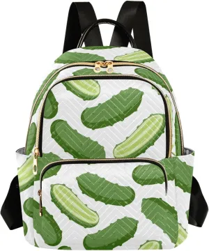 VIGTRO Women Fashion Backpack Quilted Mini Purse Fresh Vegetable Cucumber, Lightweight Travel Casual Shoulder Backpack with Adjustable Straps Size S