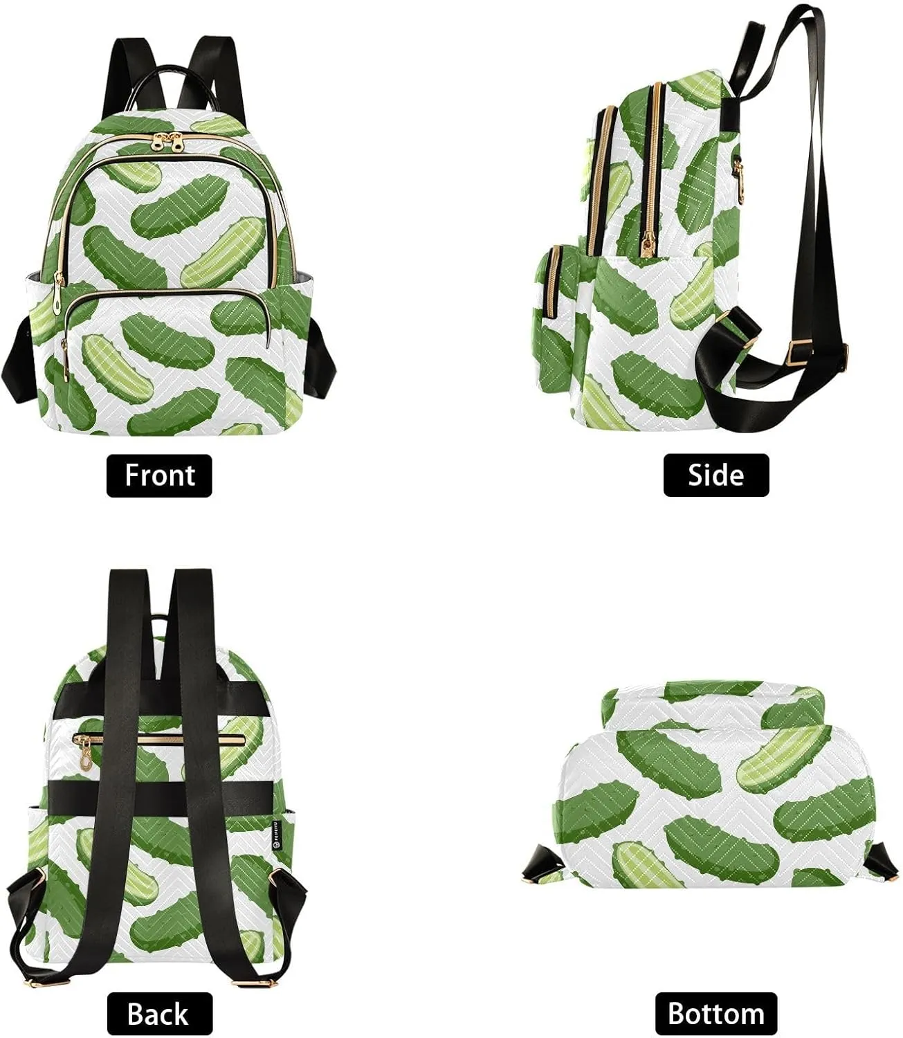 VIGTRO Women Fashion Backpack Quilted Mini Purse Fresh Vegetable Cucumber, Lightweight Travel Casual Shoulder Backpack with Adjustable Straps Size S