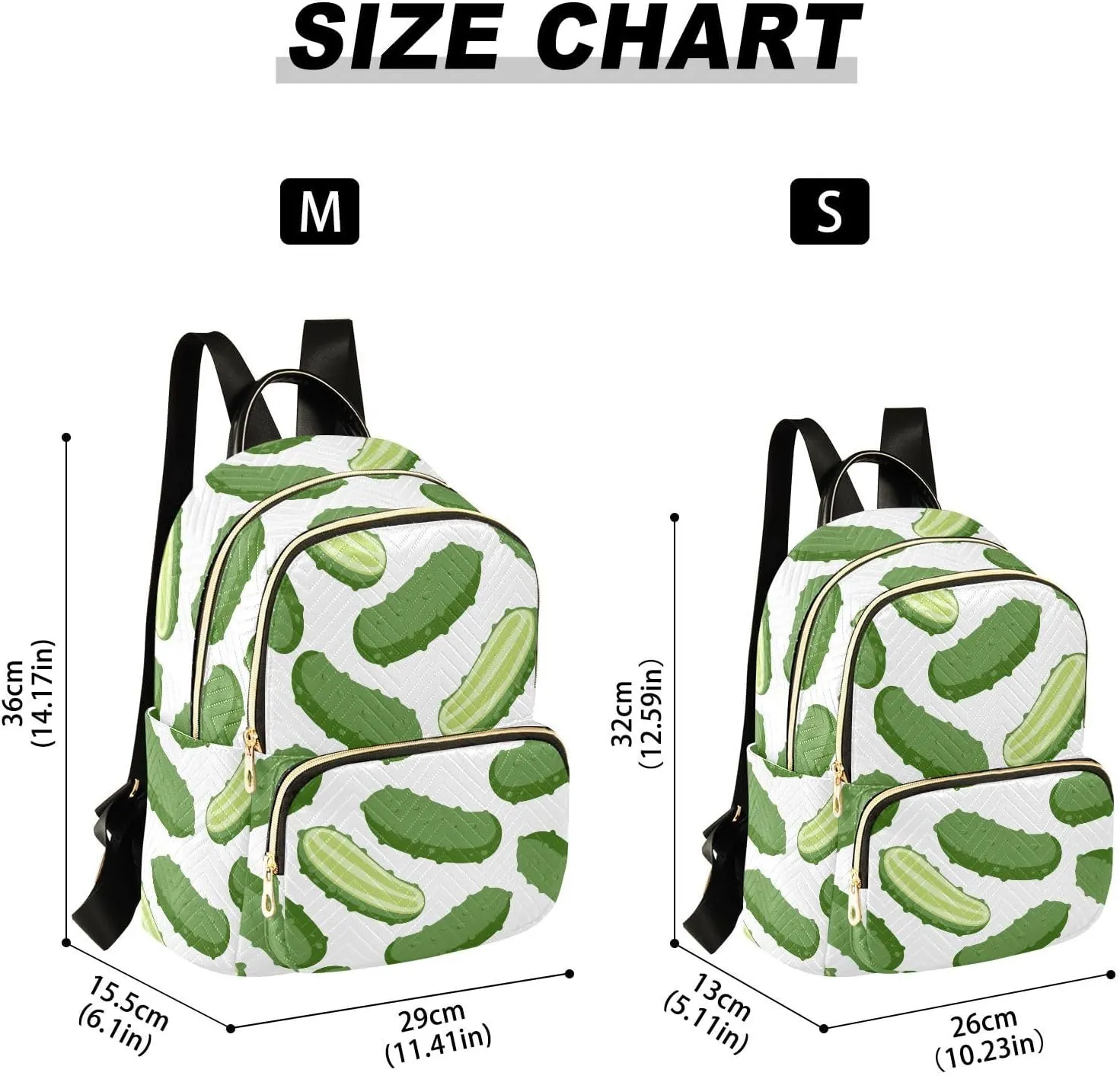 VIGTRO Women Fashion Backpack Quilted Mini Purse Fresh Vegetable Cucumber, Lightweight Travel Casual Shoulder Backpack with Adjustable Straps Size S