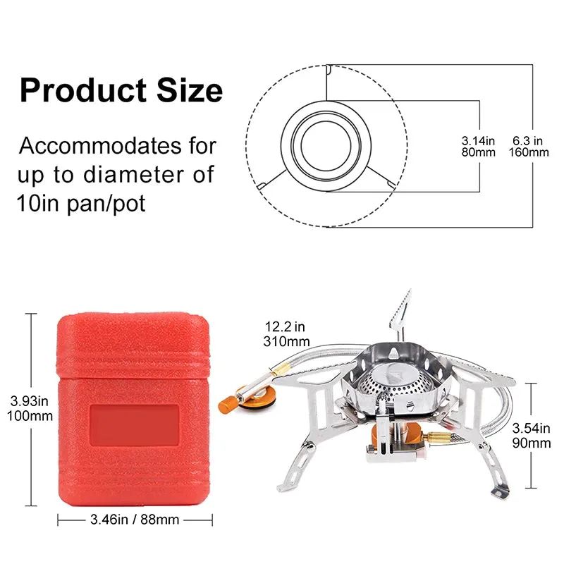 WIDESEA Windproof Camping Gas Burner – Portable Outdoor Stove with Strong Fire for Hiking & Survival