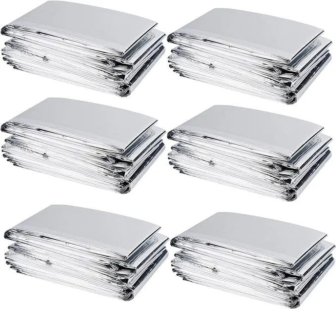 winemana 6 Pack Large High Silver Reflective Mylar Film, 83x 63 in, High Reflectivity, Keep Warm, 100% Environmentally Safe, Perfect for Plant Growth, First Aid, Marathon, Camping, Outdoor Survival