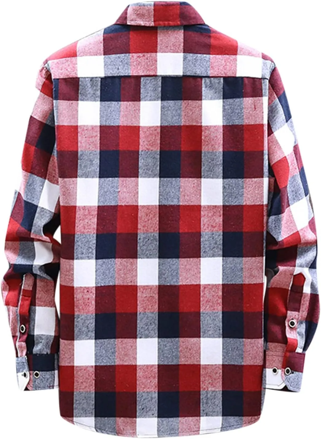 Winter Coat Men Plaid Square Printing Lightweight Breathable Long Sleeve Lapel Formal Shirt Shirt Plaid Cotton