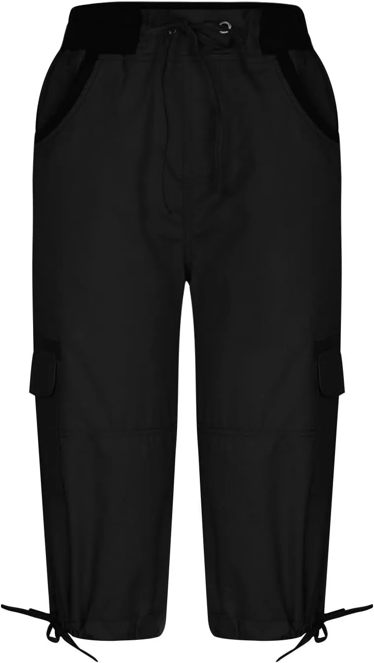 Womens Capri Cargo Pants Hiking Lightweight with Pockets Curvy Summer Causl Baggy Cotton Bermuda Shorts Knee Length