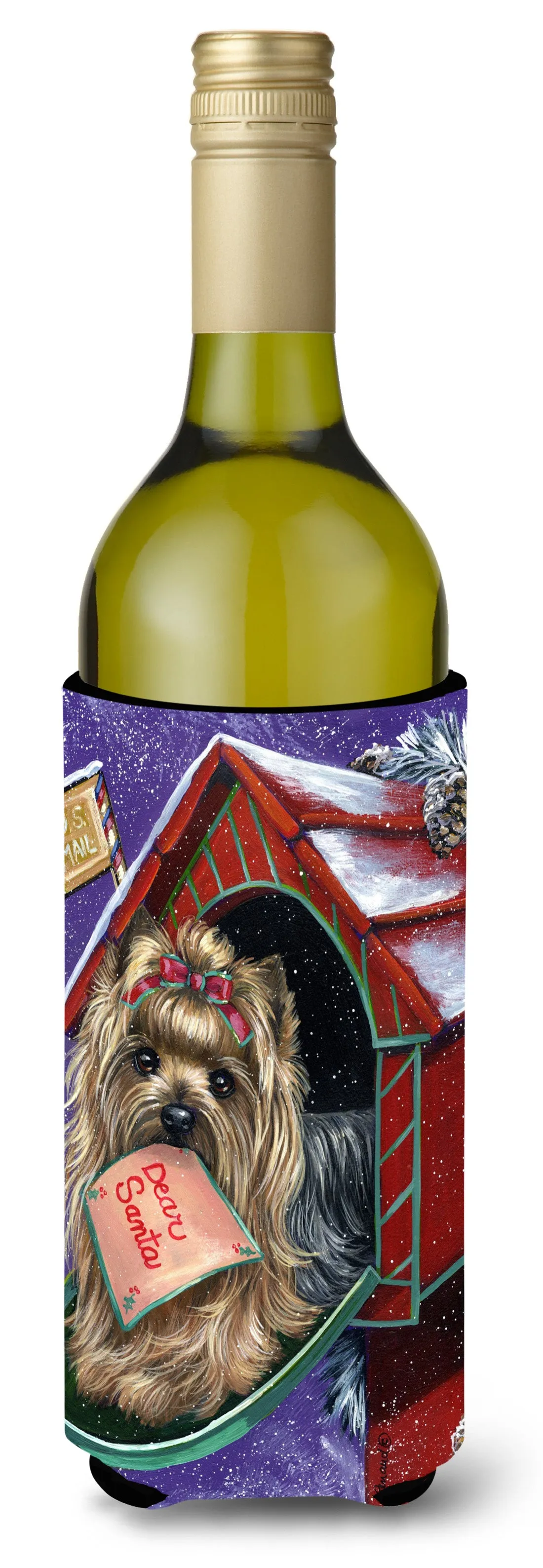 Yorkie Christmas Letter to Santa Wine Bottle Hugger PPP3140LITERK