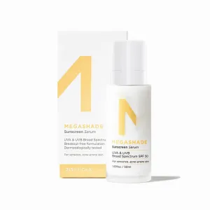 ZitSticka MEGASHADE Sunscreen Serum for Face w/SPF 50-50ml UVA/UVB Protection - Ideal Skin Care for Breakout Prone & Sensitive Skin - Lightweight & Dermatologist Tested